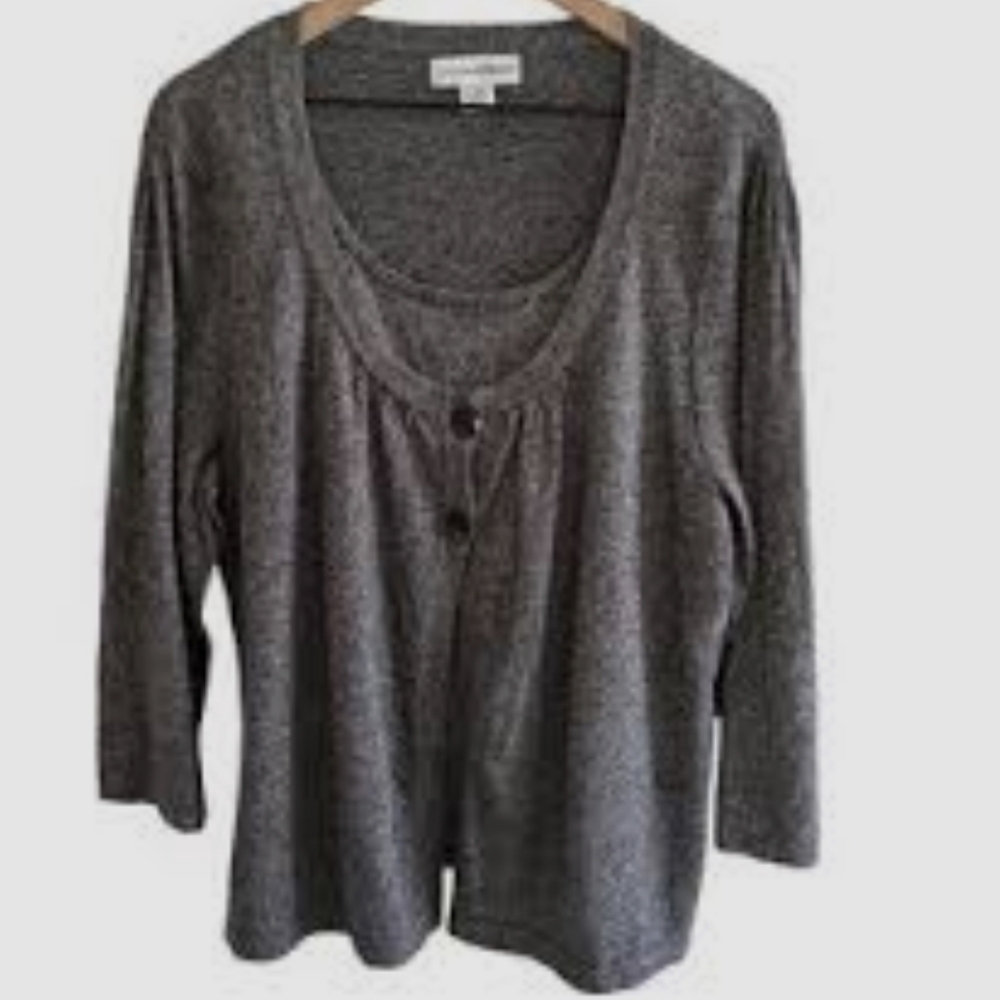 Sag Harbor Charcoal Cardigan Sweater